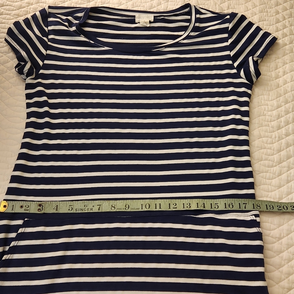 Caslon Navy and White Striped Mini Dress. Pockets.